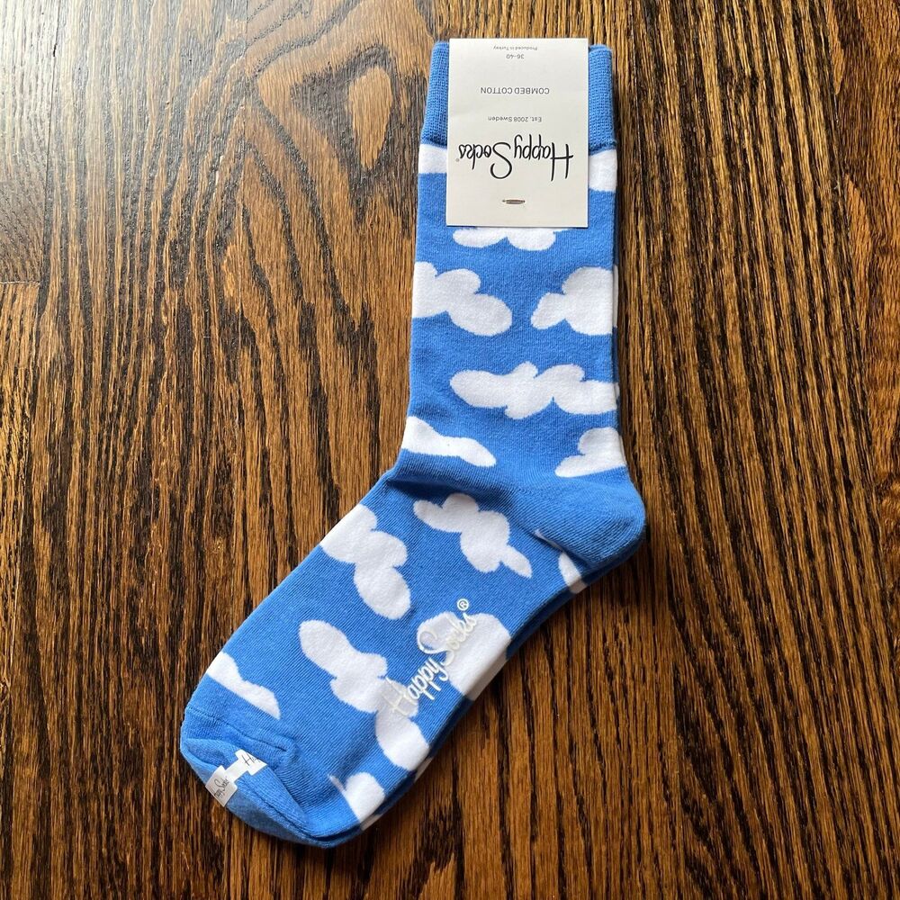 NWT - Happy Socks Women's Combed Cotton Blue Sky Socks (US 5.5-9.5 EU 36-40)